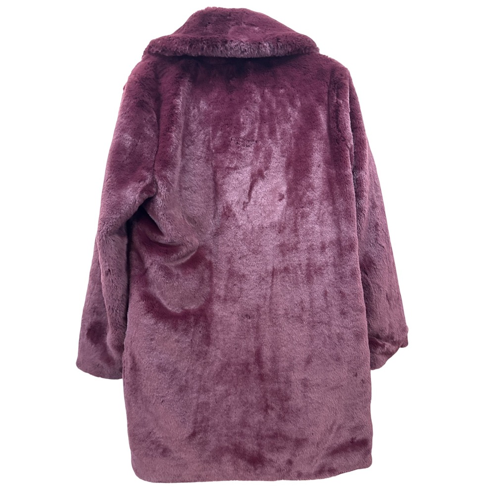 Cara Santana x Nine West Womens Faux Fur Coat Burgundy Plum XS Long Coat Jacket - Picture 3 of 10